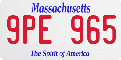MA license plate 9PE965