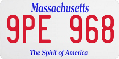 MA license plate 9PE968
