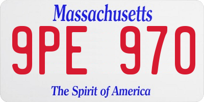 MA license plate 9PE970