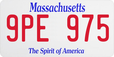 MA license plate 9PE975