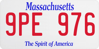 MA license plate 9PE976