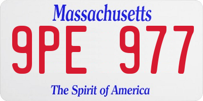 MA license plate 9PE977