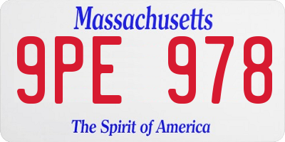 MA license plate 9PE978