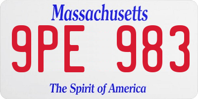 MA license plate 9PE983