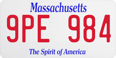 MA license plate 9PE984