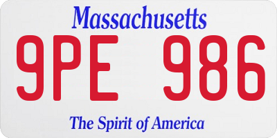 MA license plate 9PE986