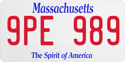 MA license plate 9PE989