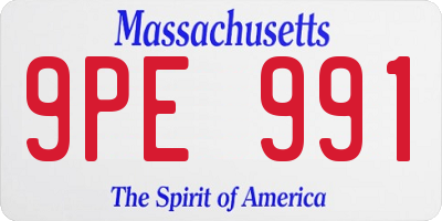 MA license plate 9PE991