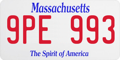 MA license plate 9PE993