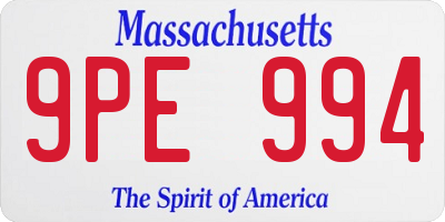 MA license plate 9PE994