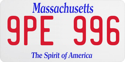 MA license plate 9PE996