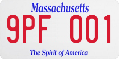 MA license plate 9PF001