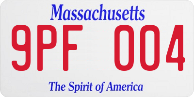 MA license plate 9PF004