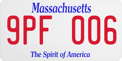 MA license plate 9PF006