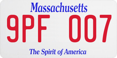 MA license plate 9PF007