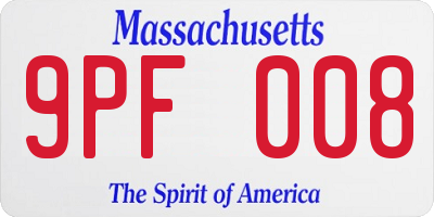 MA license plate 9PF008