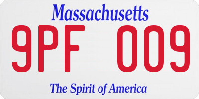 MA license plate 9PF009