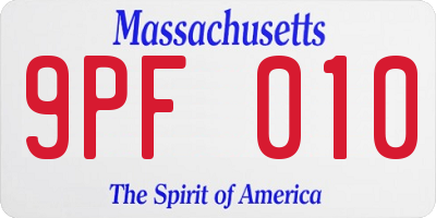 MA license plate 9PF010