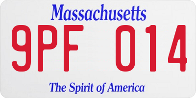 MA license plate 9PF014