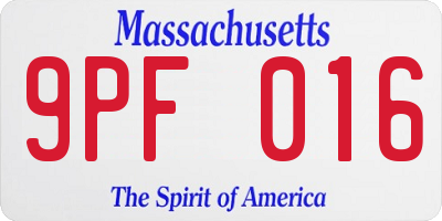 MA license plate 9PF016