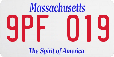 MA license plate 9PF019
