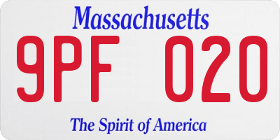 MA license plate 9PF020