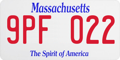 MA license plate 9PF022