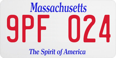 MA license plate 9PF024