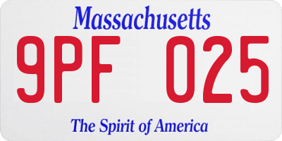 MA license plate 9PF025