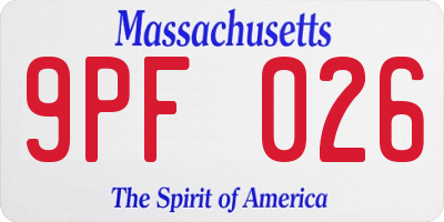 MA license plate 9PF026