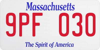 MA license plate 9PF030