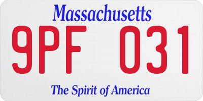 MA license plate 9PF031