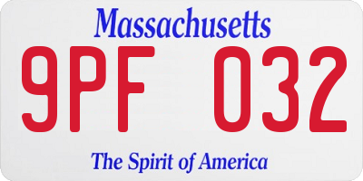 MA license plate 9PF032