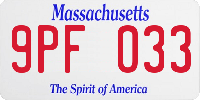 MA license plate 9PF033