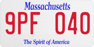 MA license plate 9PF040