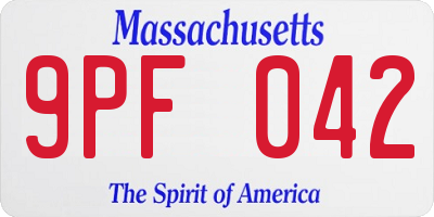 MA license plate 9PF042