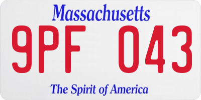 MA license plate 9PF043