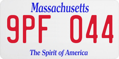 MA license plate 9PF044