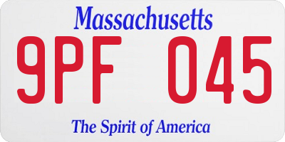 MA license plate 9PF045