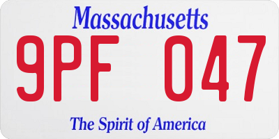 MA license plate 9PF047