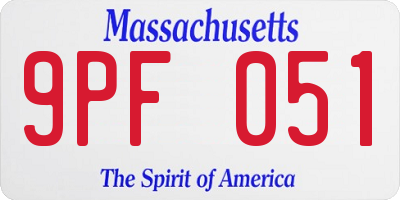 MA license plate 9PF051