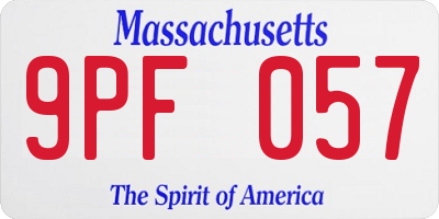 MA license plate 9PF057