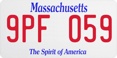 MA license plate 9PF059