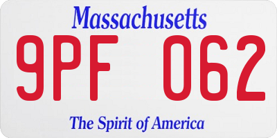 MA license plate 9PF062