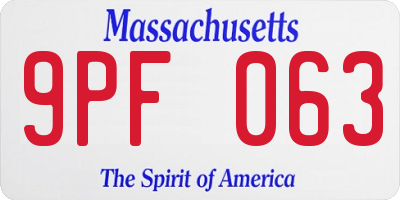 MA license plate 9PF063
