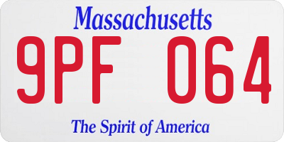 MA license plate 9PF064