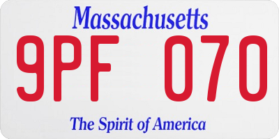 MA license plate 9PF070