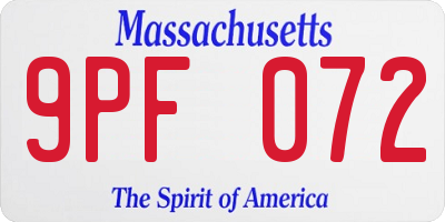MA license plate 9PF072