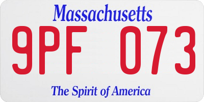MA license plate 9PF073