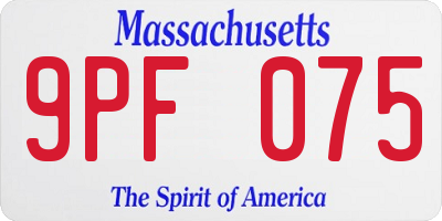 MA license plate 9PF075